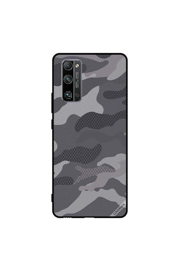 غطاء حماية لهاتف Honor 30 Pro+ بنمط مموه رمادي