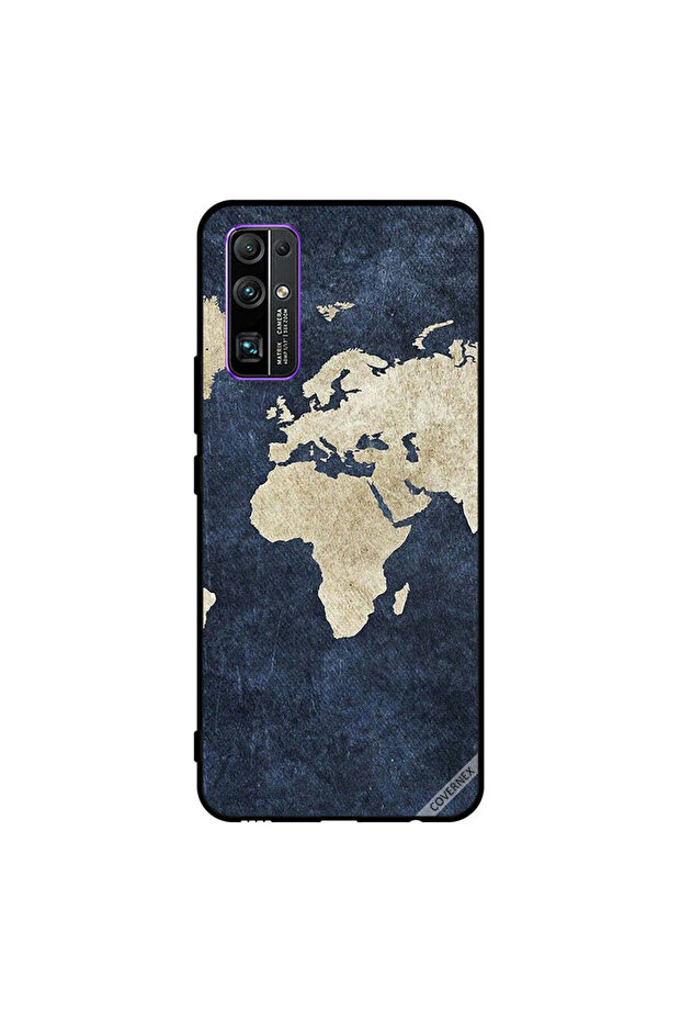 غطاء حماية لهاتف Honor 30 بنمط خريطة على الجينز