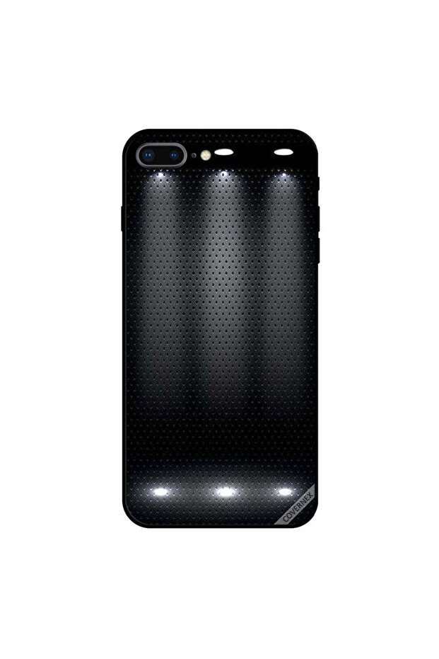 غطاء حافظة iPhone 8 Plus بإضاءة مضاءة بنمط منقط باللون الأسود - 1