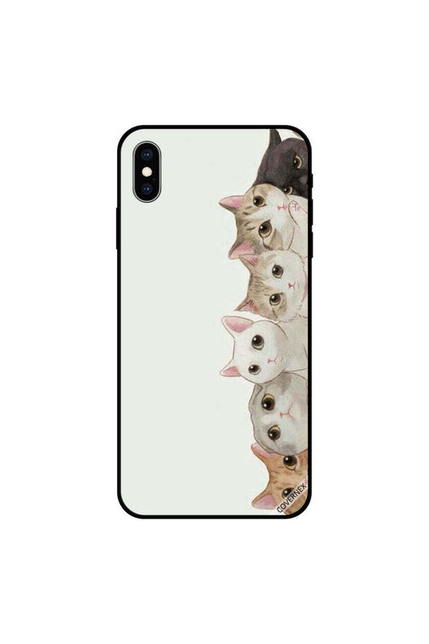 غطاء حماية لجهاز iPhone X يظهر القطط الصغيرة من اليمين
