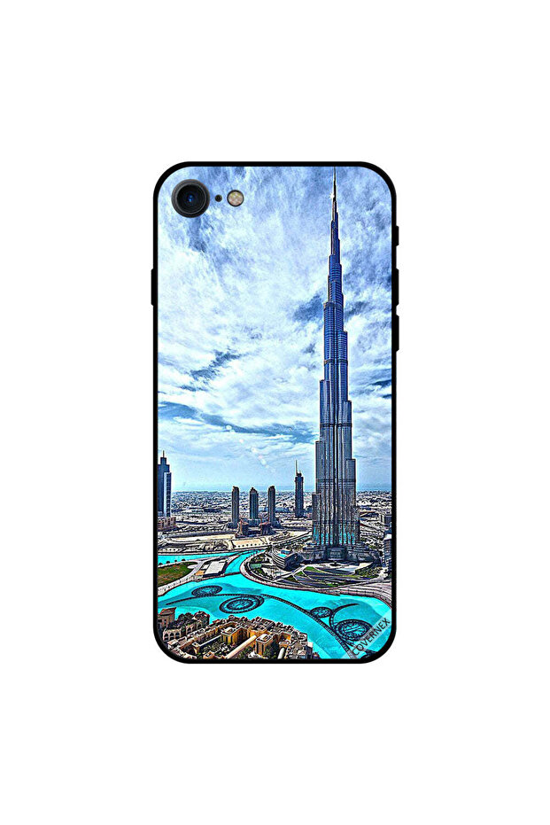 غطاء حماية لجهاز iPhone 8 - برج خليفة - غيوم مؤثرة