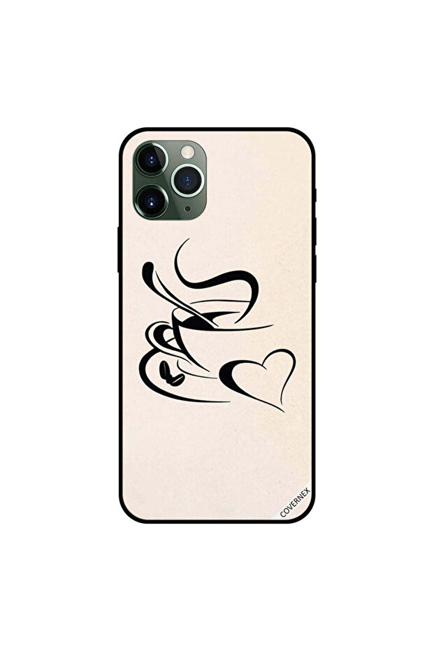 غطاء حماية لجهاز iPhone 11 Pro Max بتصميم فنجان شاي وقلب