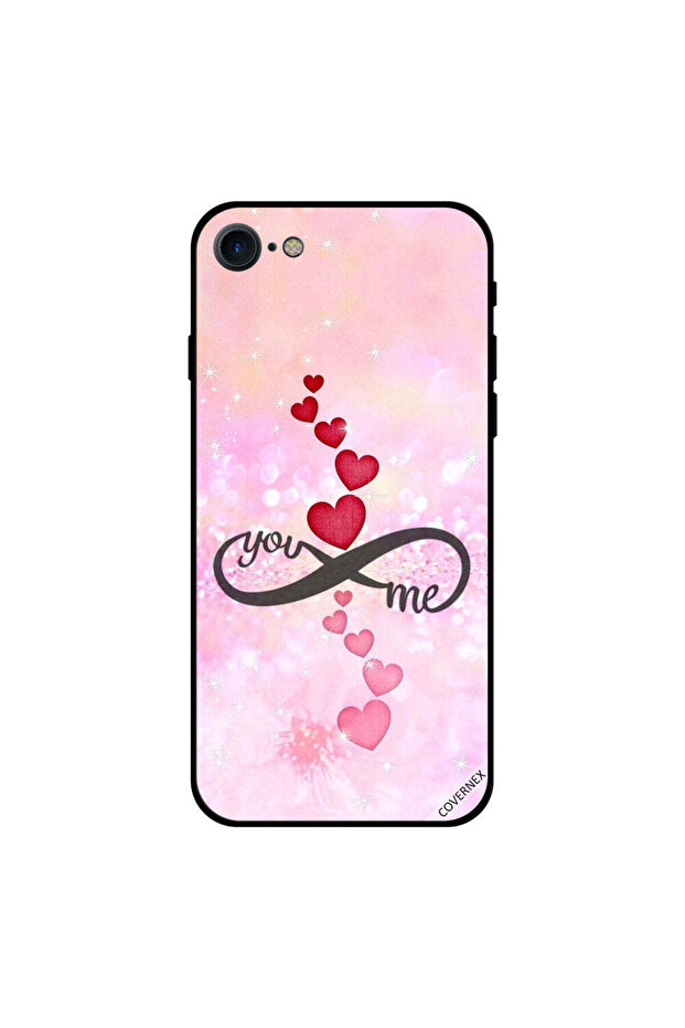 غطاء حماية لجهاز iPhone 8 - قلوب حمراء ووردية - You Infinity Me