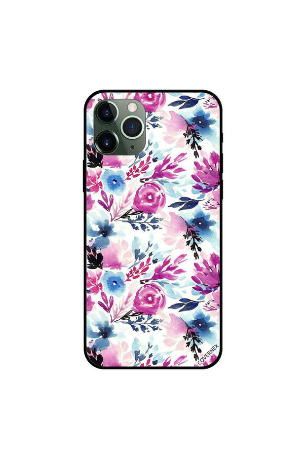 غطاء حماية لجهاز iPhone 11 Pro Max بنقشة زهور وأوراق وريش