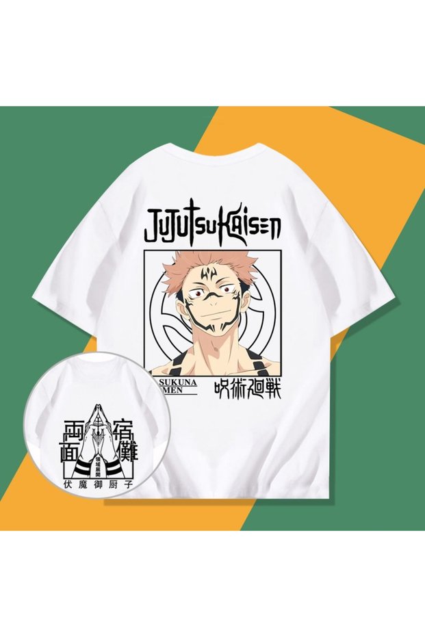 Anime Patterned Unisex Men's T-Shirt Ryomen Sukuna Jujutsu Line Gojo Satoru