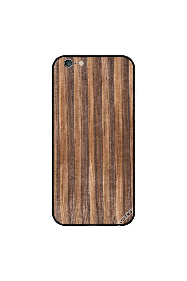 غطاء حماية لجهاز iPhone 6 Plus بخطوط بنية داكنة ونمط خشبي