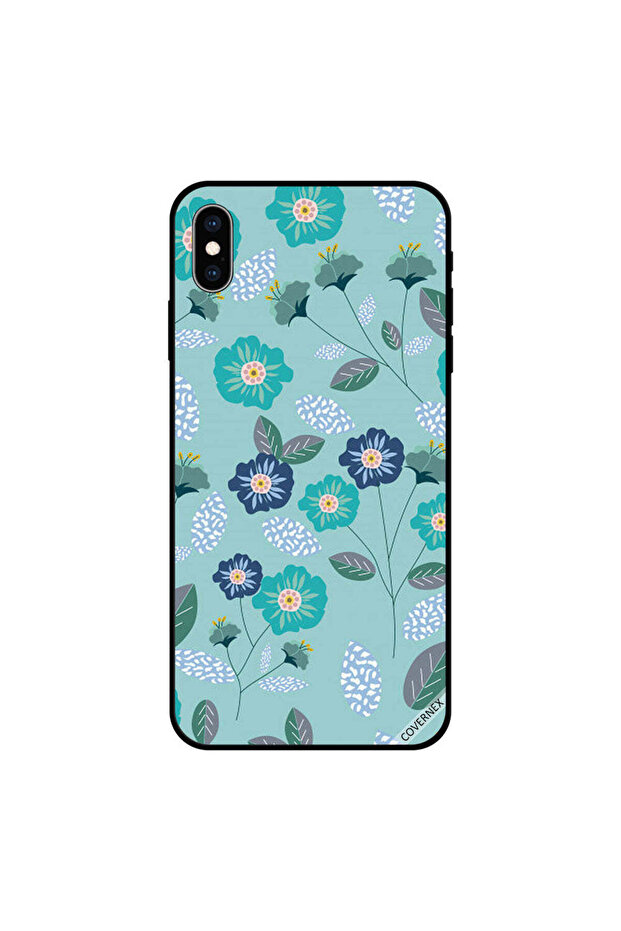 غطاء حماية لهاتف iPhone XS MAX بنقشة زهور زرقاء
