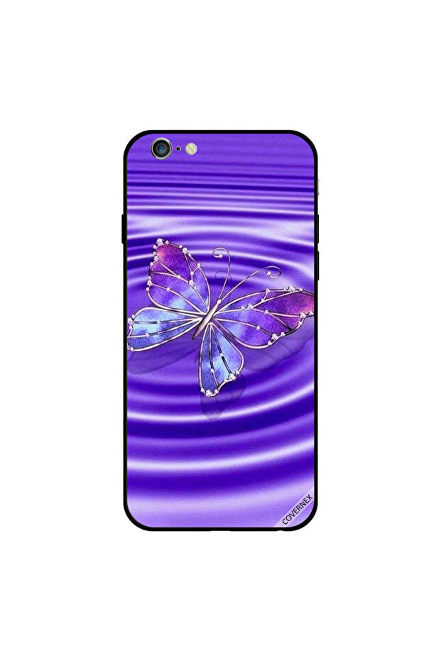 غطاء حماية لجهاز iPhone 6 Plus بتصميم فراشة أزرق بنفسجي