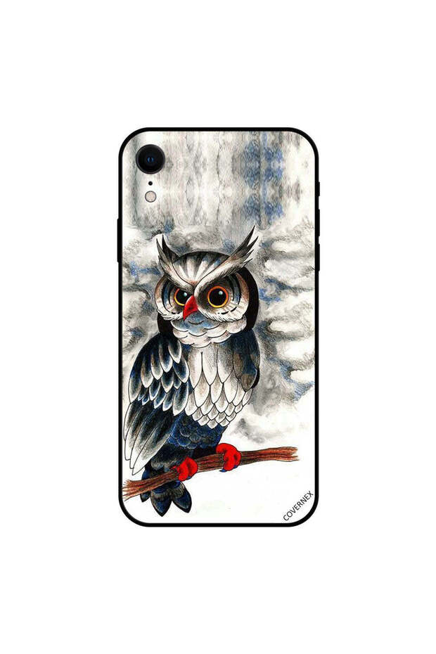 غطاء حماية iPhone XR برسومات بومة فنية