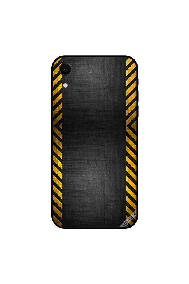 غطاء حماية لجهاز iPhone XR بنقشة خطوط الطرق الصفراء