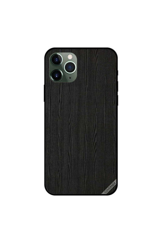 iPhone 11 Pro Max Case Cover Black Wooden Pattern