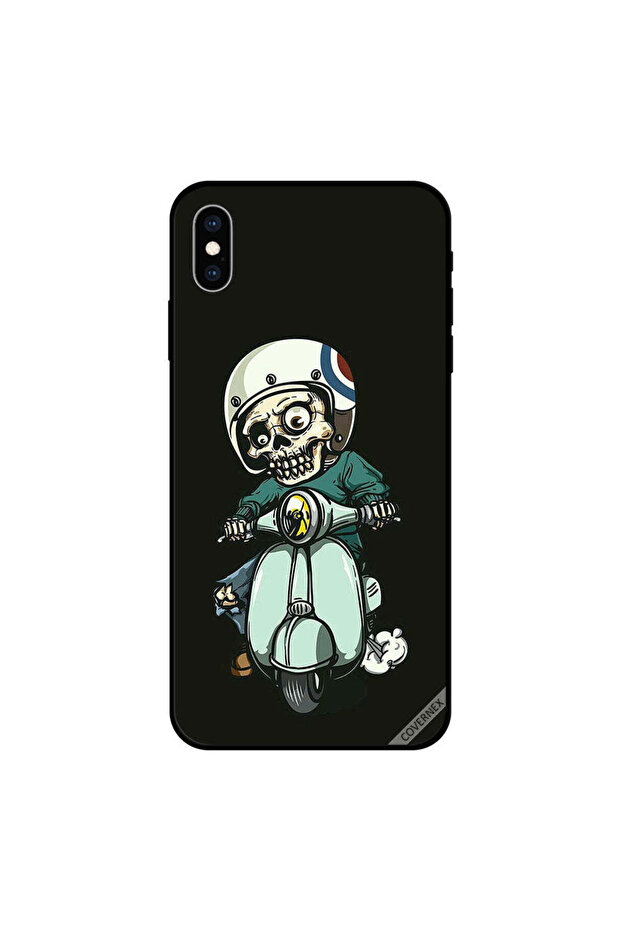 غطاء حماية لهاتف iPhone X بتصميم جمجمة لطيفة مع سكوتر