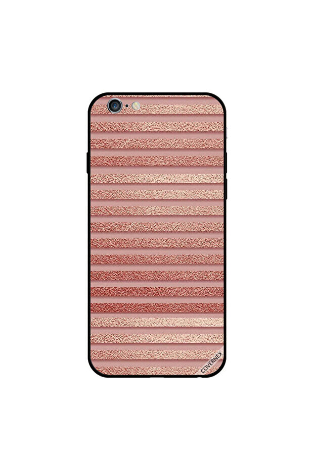 غطاء حماية لجهاز iPhone 6s Plus بنمط خطوط لامعة بلون الخوخ