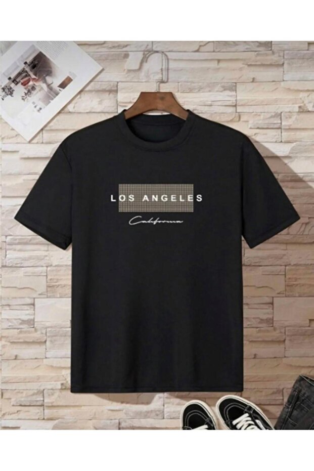 Oversize Fit Cotton Losangeles Straw Printed Relaxed Fit T-Shirt Unisex