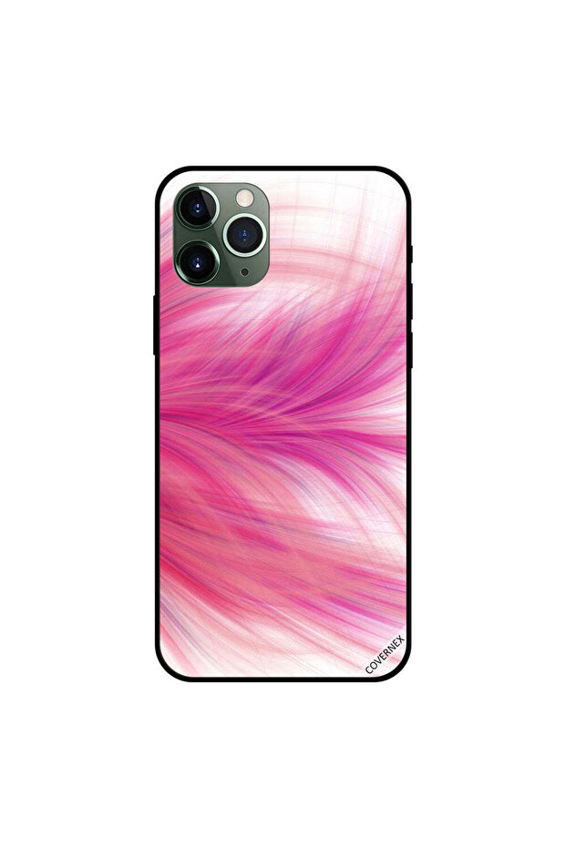 غطاء حماية لجهاز iPhone 11 Pro Max بنقشة ريشة وردية