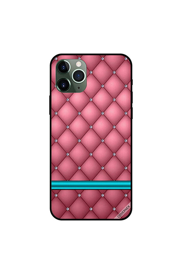 غطاء حماية لجهاز iPhone 11 Pro Max بتصميم كلاسيكي باللونين الأخضر والوردي