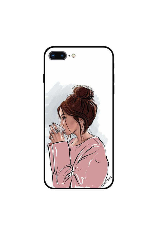 غطاء حماية لجهاز iPhone 7 Plus بطبعة شرب الشاي - 1