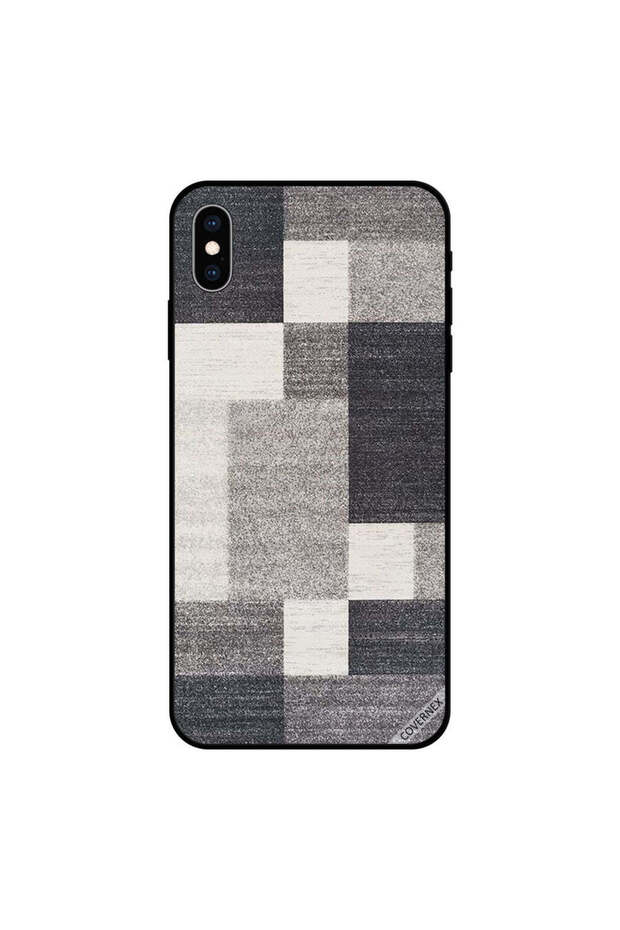 غطاء حماية لجهاز iPhone X بنمط سجادة رمادية