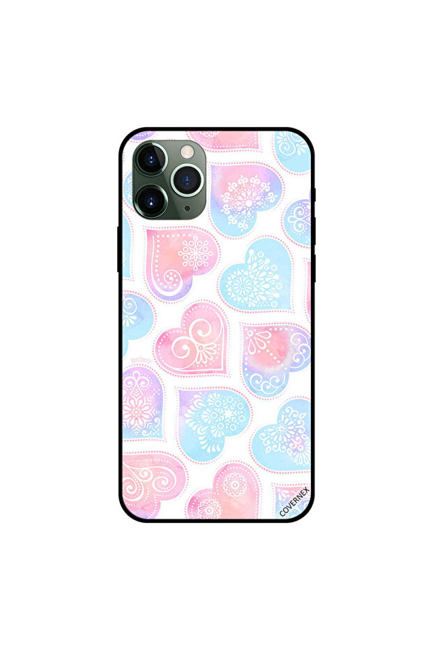 غطاء حماية لهاتف iPhone 11 Pro Max بنقشة زهور قلوب