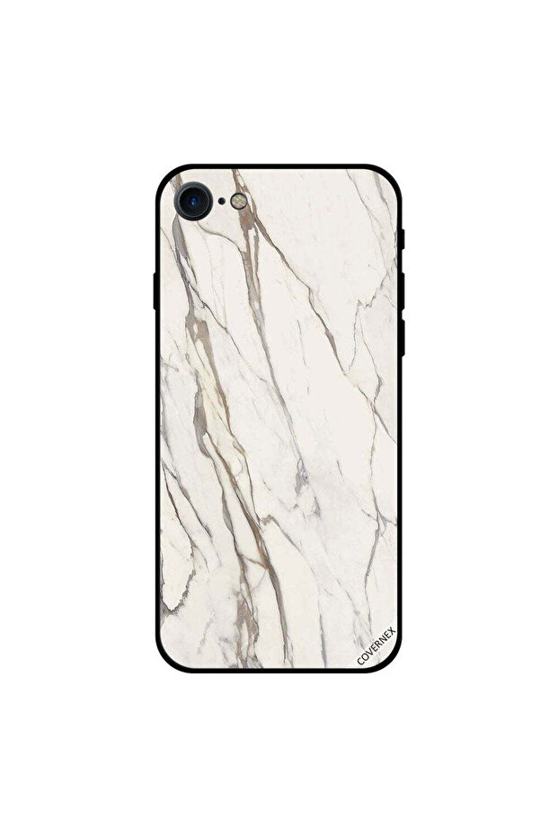 غطاء حماية لجهاز iPhone 8 بنمط رخامي أبيض متشقق
