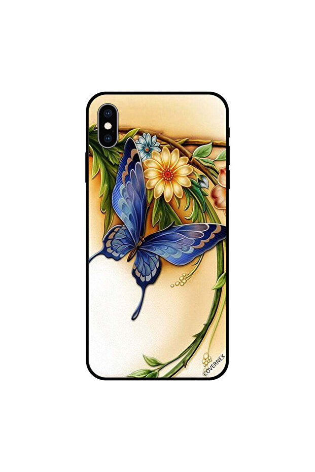 غطاء حماية لجهاز iPhone XS MAX بتصميم فراشة زرقاء