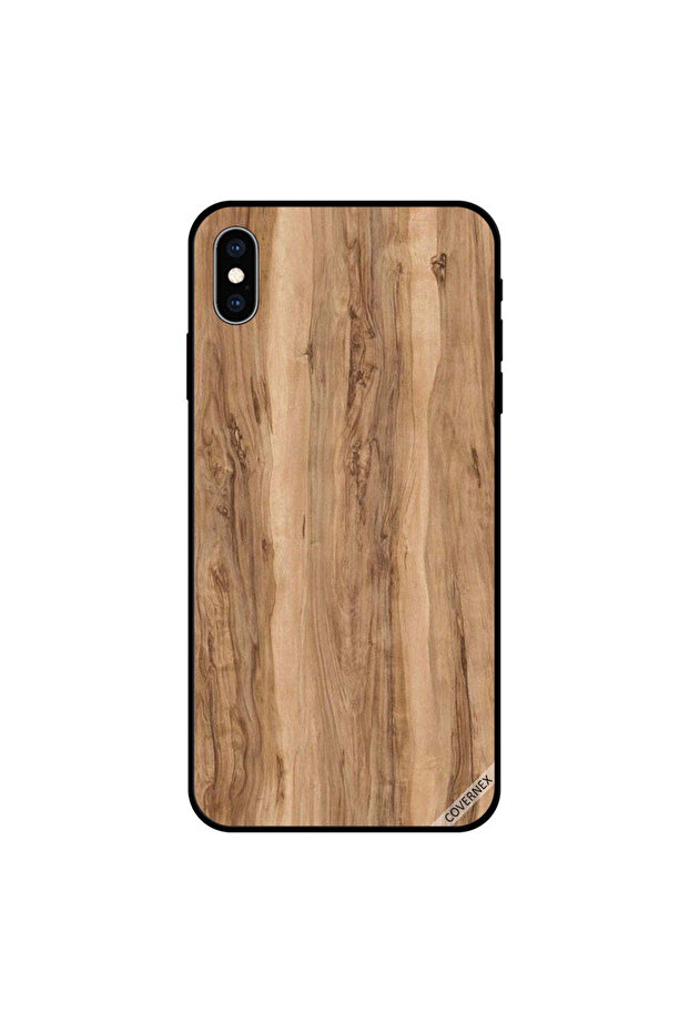 غطاء حماية لجهاز iPhone XS بنمط خشبي عادي