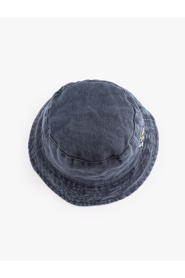 Pamuklu Nakış Detaylı Bucket Şapka - 4