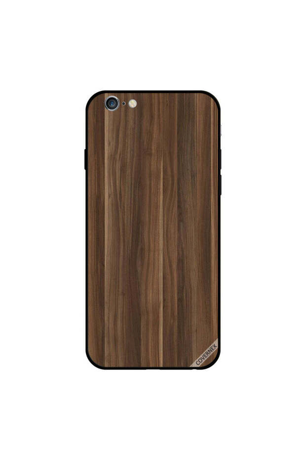 غطاء حماية لجهاز iPhone 6 بنمط خشبي بني داكن