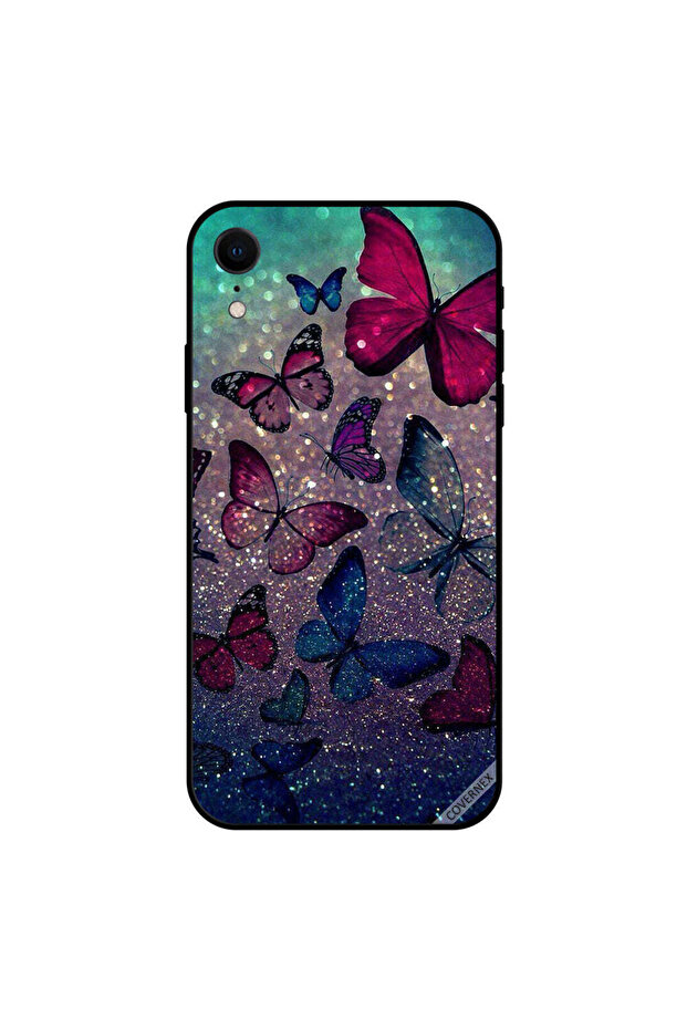 غطاء حماية iPhone XR برسومات لامعة وفراشات