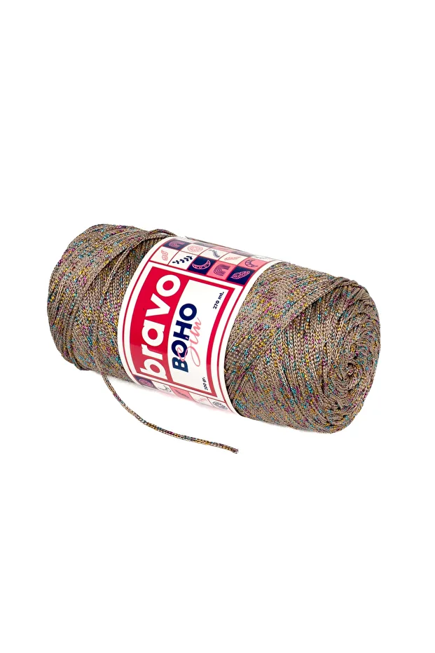 Boho Simli Polyester Makrome İplik 200 Gr 040M Vizon Multicolor - 1