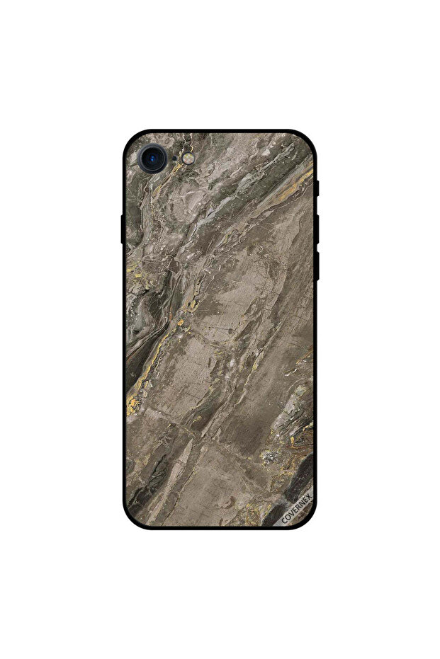 غطاء حماية لجهاز iPhone 7 بنمط رخامي بني - 1