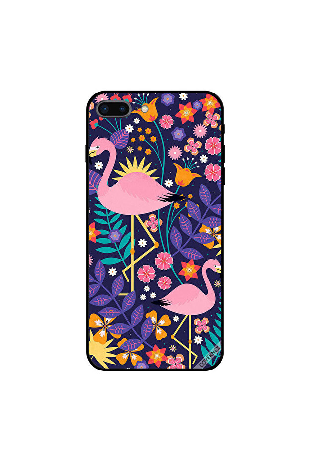 غطاء حماية لجهاز iPhone 8 Plus بتصميم طائر الفلامنغو باللون الأزرق