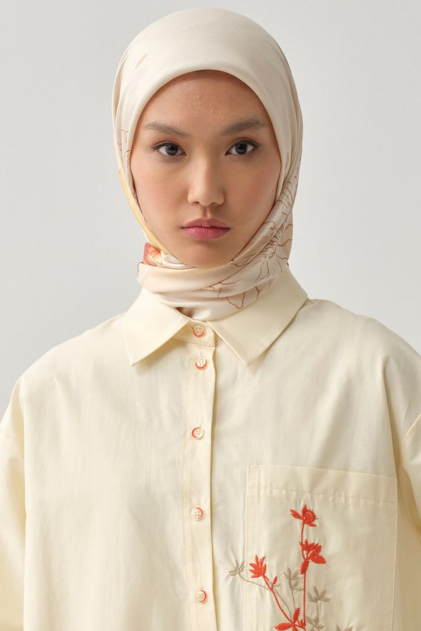 Süregan Twill İpek Eşarp - Krem - 2