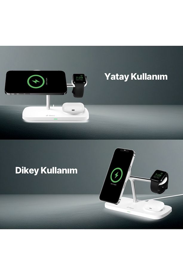 AirCharger Trio Pro Qi2/MagSafe Özellikli 15W iPhone/Android Özellikli 3’ü 1 Arada iPhone + App - 7