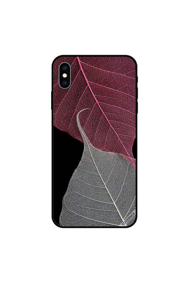 غطاء حماية عالي الدقة لهاتف iPhone X بأوراق رمادية وحمراء