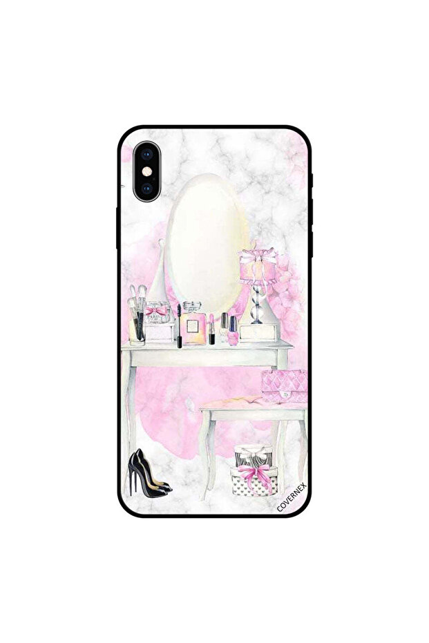 غطاء حماية لجهاز iPhone XS وردي - طاولة مكياج