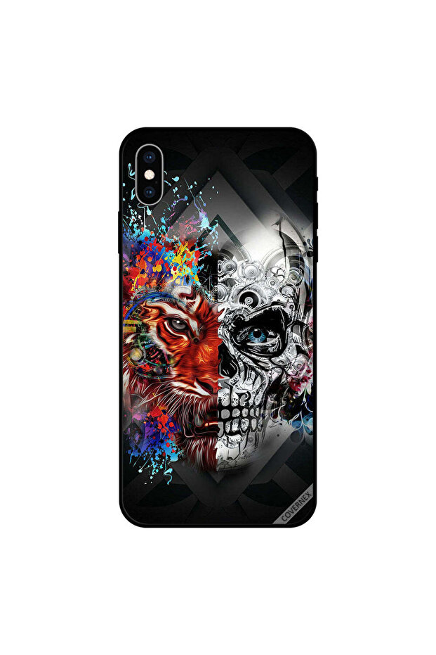 غطاء حماية لجهاز iPhone X بتصميم أسد وجمجمة