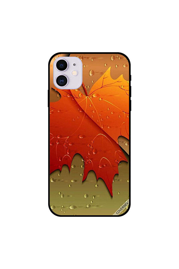 غطاء حماية لجهاز iPhone 11 بنقشة قطرات الماء على أوراق الخريف