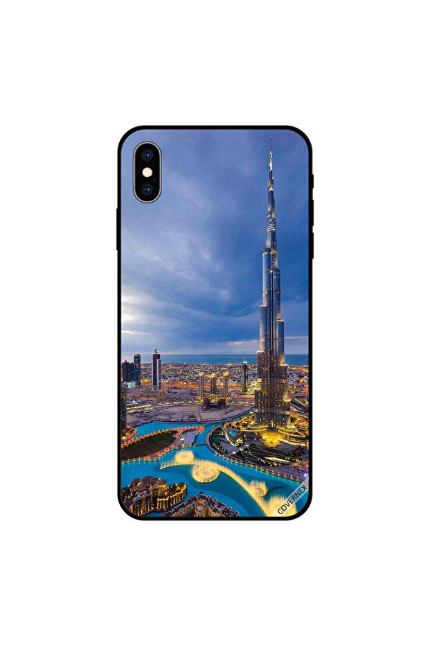 غطاء حماية لهاتف iPhone X بطبعة نافورة داون تاون