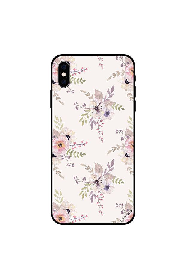 غطاء حماية لجهاز iPhone XS MAX بلون كريمي ونقشة زهور