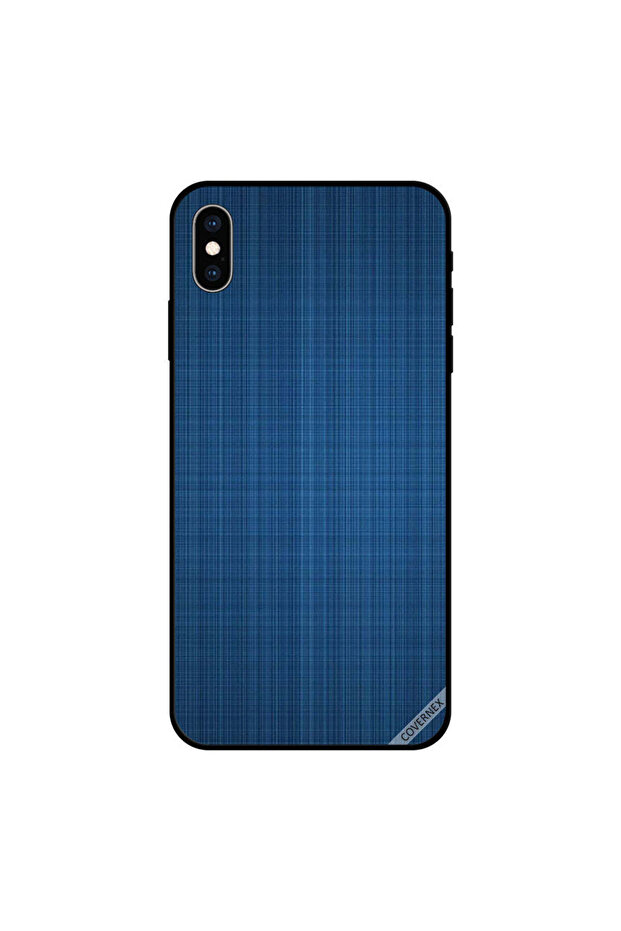 غطاء حماية لجهاز iPhone XS MAX بنقشة قماشية زرقاء