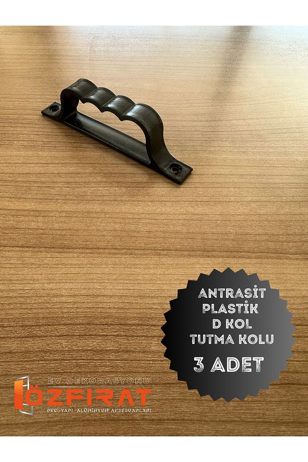 Pimapen PVC Pencere Kapı Sineklik Kolu Antrasit Plastik D Tutamağı D Kol 3 Adet - 1