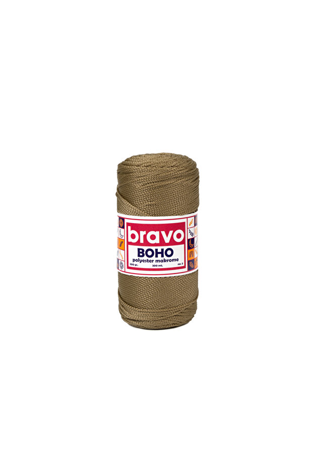 Boho Polyester Macrame Yarn 1, 5 mm 200 Gr 300 Meters No: 3 (Color Code: 41) Beige - 2