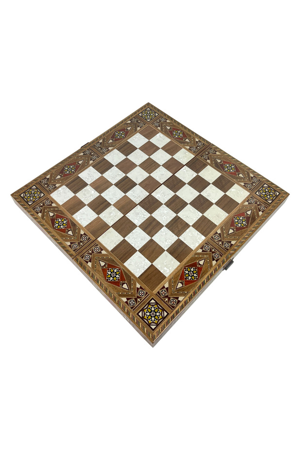 Şam İşi Marküteri İşlemeli Kakma Ahşap Tavla Takımı - Model 2 - 2
