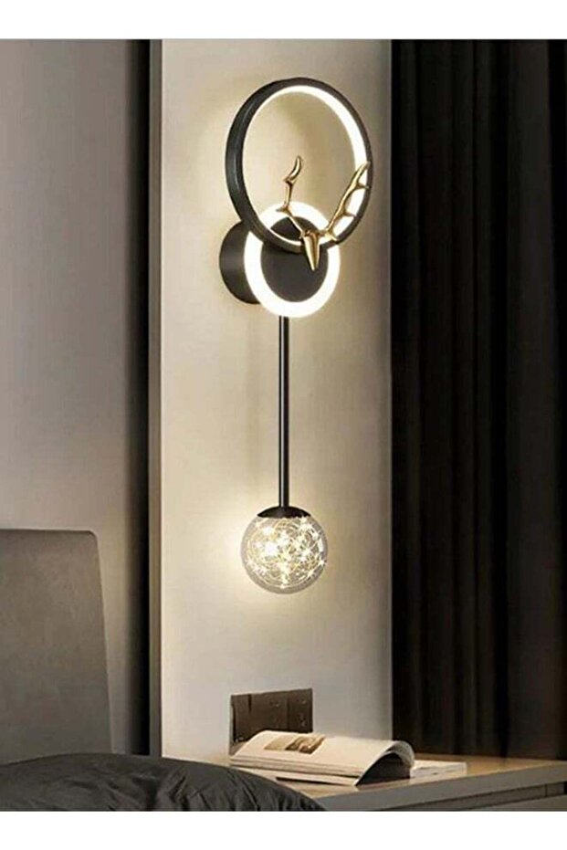 Luxury 7497-GD Black Wall LED Light Deer Shape with 3-Level Brightness – Elegant Gold Design for B
