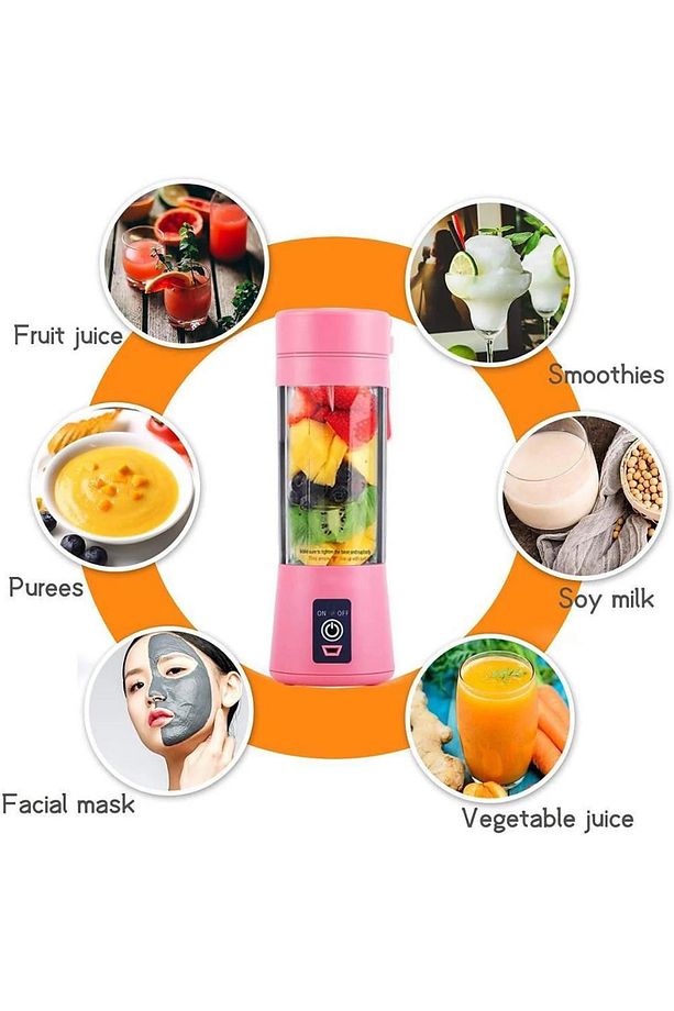 6 Bıçaklı Taşınabilir Şarj Edilebilir Meyve Suyu Blenderi 380ml - 4