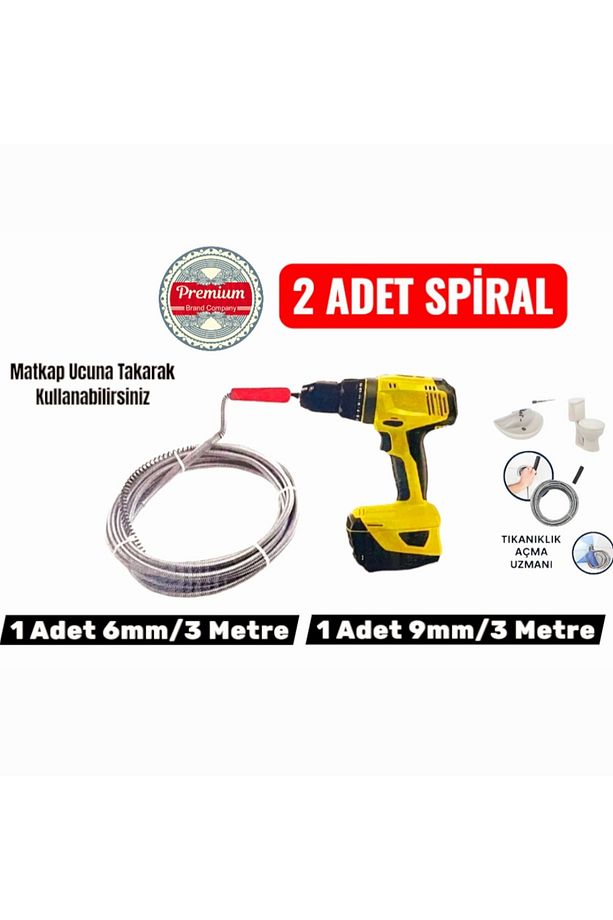 Premium Özel Seri Matkap Ucu Lavabo , Gider , Boru ve Tıkanıklık Açma Spirali 3 Metre 2 Adet Susta - 1
