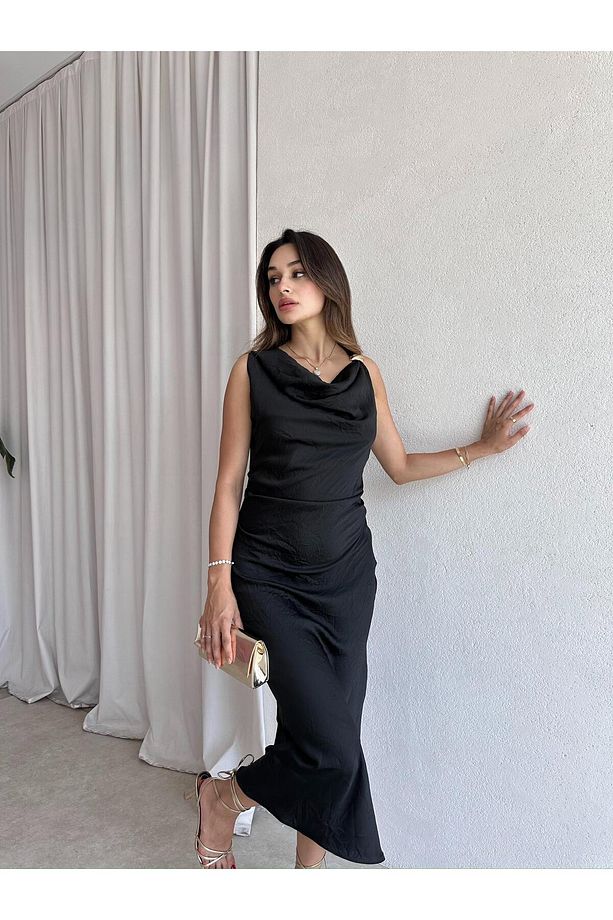 ALEX Midi Elbise 5819 - Siyah - 1