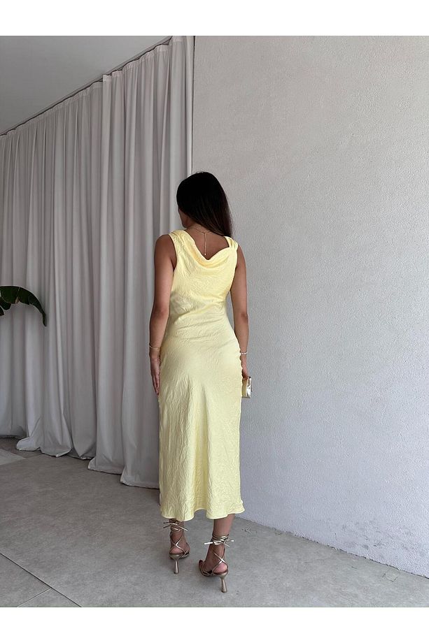 ALEX Midi Elbise 5819 - Sarı - 4