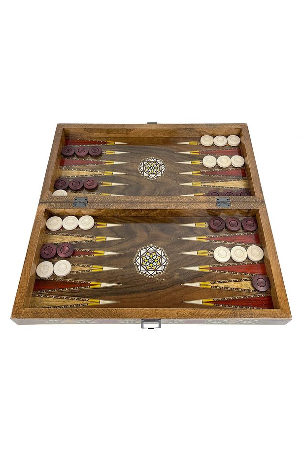 Şam İşi Marküteri İşlemeli Kakma Ahşap Tavla Takımı - Model 2 - 4